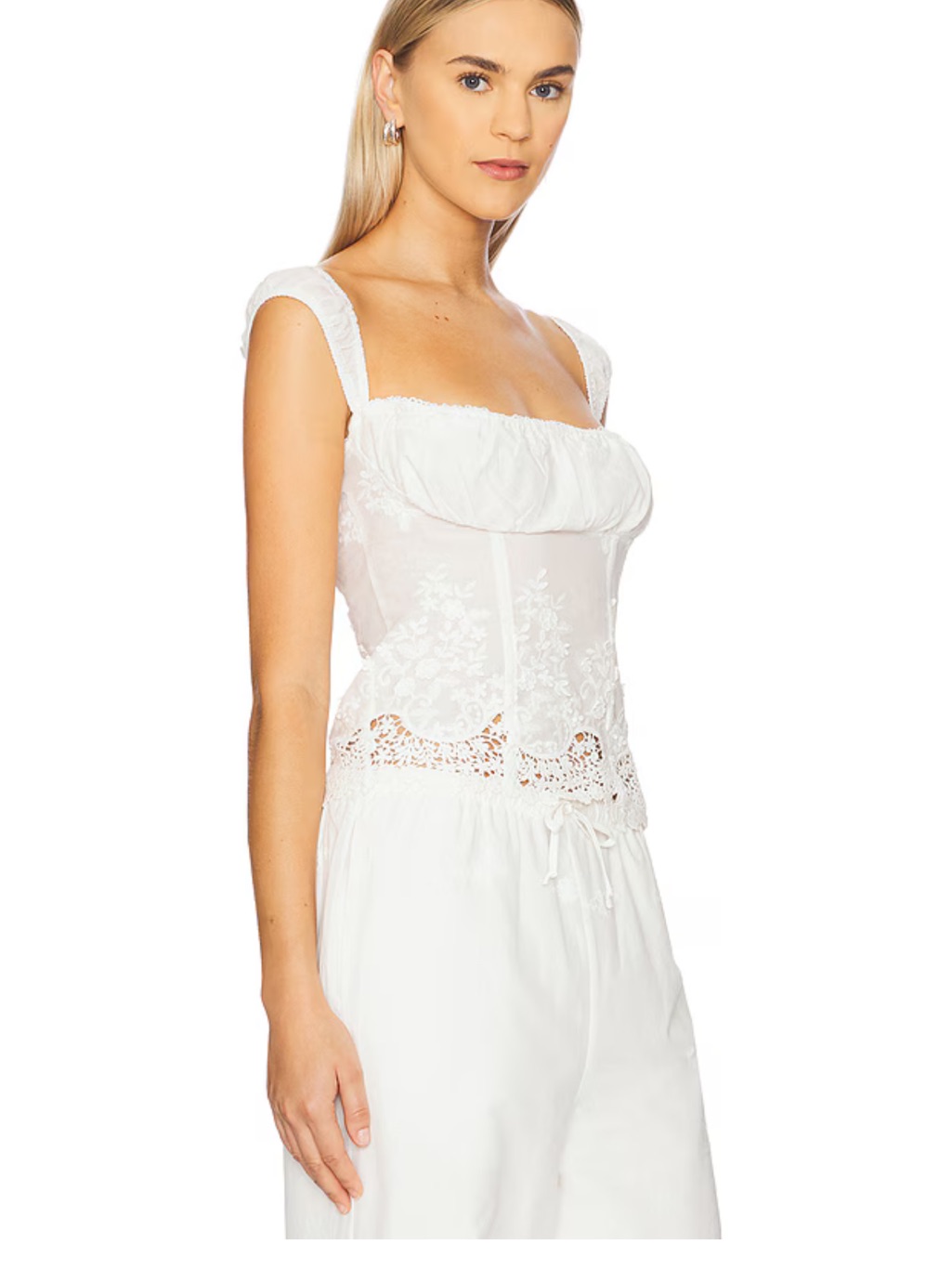 White Lace Trim Corset Tank Top-Weworewhat — image 3 of 3